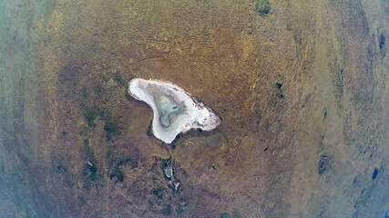 Kalmykia, nature reserve. Dried saline lake.