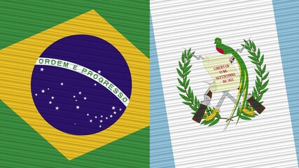 Guatemala and Brazil Two Half Flags Together Fabric Texture Illustration