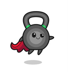 cute kettleball superhero character is flying