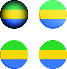Round Country Flag in different styles disc badge vector illustration Gabon