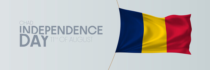Chad independence day vector banner, greeting card.