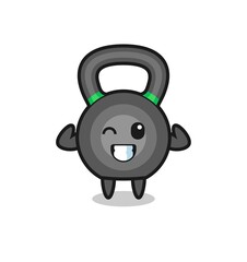 the muscular kettleball character is posing showing his muscles