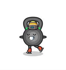 kettleball cartoon as an ice skating player doing perform