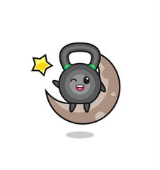 illustration of kettleball cartoon sitting on the half moon