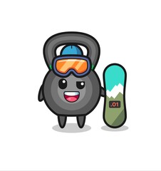 Illustration of kettleball character with snowboarding style