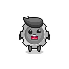 Naklejka premium the shocked face of the cute gear mascot