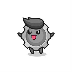 naughty gear character in mocking pose