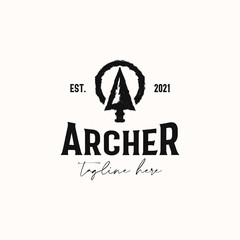 Arrowhead for Archer Archery Outdoor Vintage Hipster Logo Template Isolated in White Background