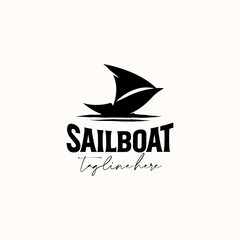 Vintage Sailboat Hipster Logo Template Isolate in White Background