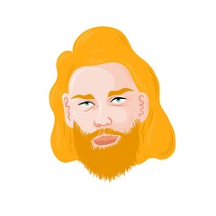 Man with white skin. Long blond hair and blond long beard