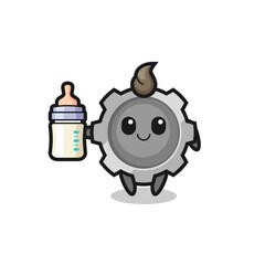 baby gear cartoon character with milk bottle