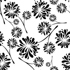 Seamless pattern with Chrysanthemums,japanese floral pattern on white background