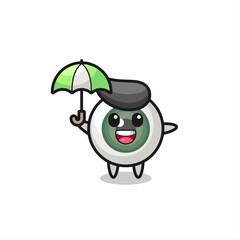 cute eyeball illustration holding an umbrella