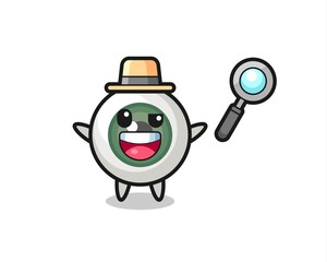 Fototapeta premium illustration of the eyeball mascot as a detective who manages to solve a case