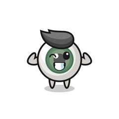 the muscular eyeball character is posing showing his muscles