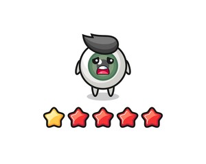 the illustration of customer bad rating, eyeball cute character with 1 star