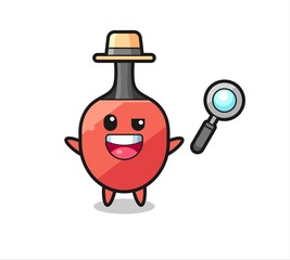 illustration of the table tennis racket mascot as a detective who manages to solve a case