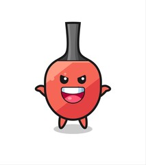 the illustration of cute table tennis racket doing scare gesture