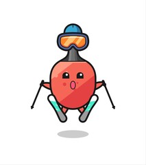 table tennis racket mascot character as a ski player