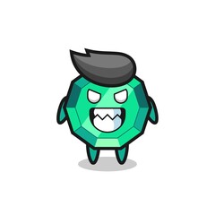 evil expression of the emerald gemstone cute mascot character