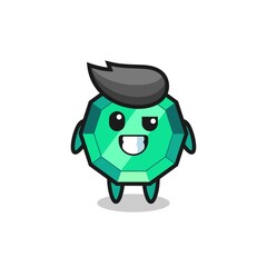 cute emerald gemstone mascot with an optimistic face