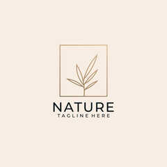 Golden nature minimalist leaf flower logo for spa cosmetic and boutique. Logo can be used for icon, brand, identity, royal, symbol, salon, and fashion