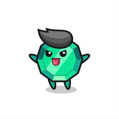 Obraz premium naughty emerald gemstone character in mocking pose