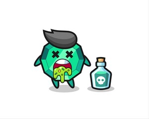 illustration of an emerald gemstone character vomiting due to poisoning