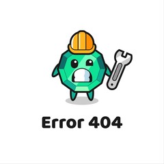 error 404 with the cute emerald gemstone mascot