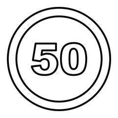 Vector Speed Limit 50 Outline Icon Design
