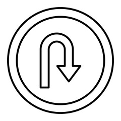 Vector U Turn Outline Icon Design