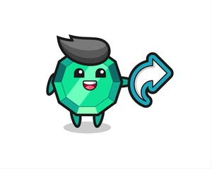 cute emerald gemstone hold social media share symbol