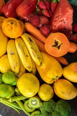 vegetables, fruits and colors