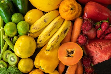 vegetables, fruits and colors