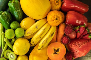 vegetables, fruits and colors