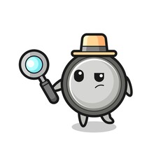 button cell detective character is analyzing a case