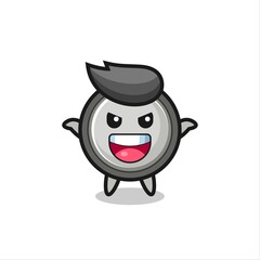 Obraz premium the illustration of cute button cell doing scare gesture