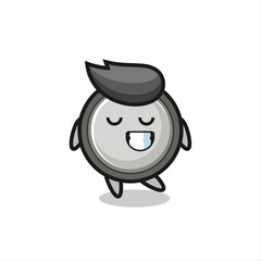 button cell cartoon illustration with a shy expression