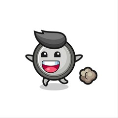 the happy button cell cartoon with running pose