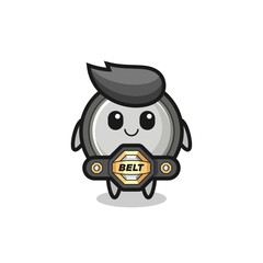 the MMA fighter button cell mascot with a belt