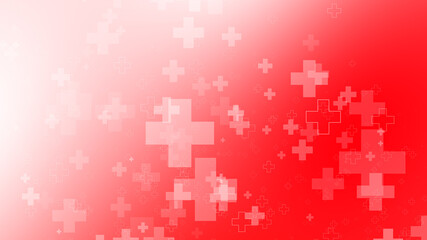 Abstract medical health red white cross pattern background.