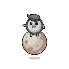 illustration of button cell cartoon sitting on the moon