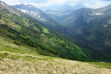 Fototapeta na wymiar Tatry mountains in the south of Poland in summer, stone path