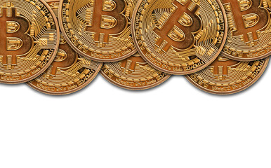 Bitcoin golden cryptocurrency coin background. 3D Rendering