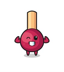 the muscular matches character is posing showing his muscles