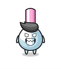 evil expression of the cotton bud cute mascot character