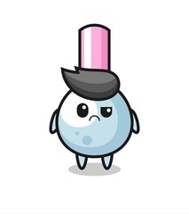 the mascot of the cotton bud with sceptical face