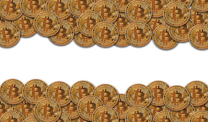 Bitcoin golden cryptocurrency coin background. 3D Rendering