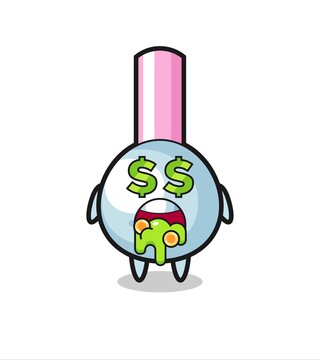 cotton bud character with an expression of crazy about money