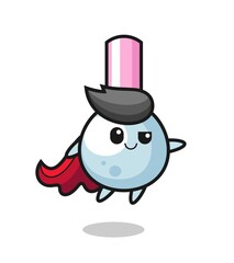 cute cotton bud superhero character is flying